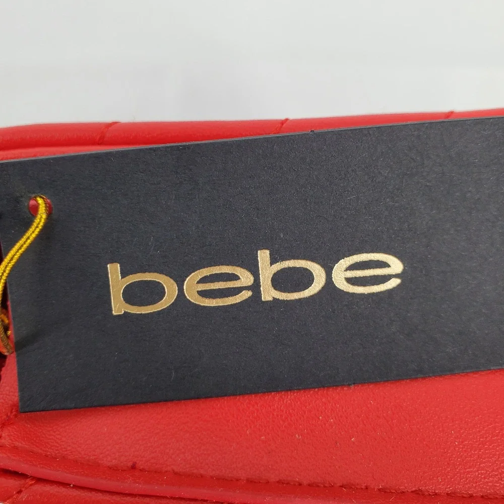 Bebe Los Angeles Sophia‎ Quilted Chevron Flap Crossbody Chain Shoulder Bag Red